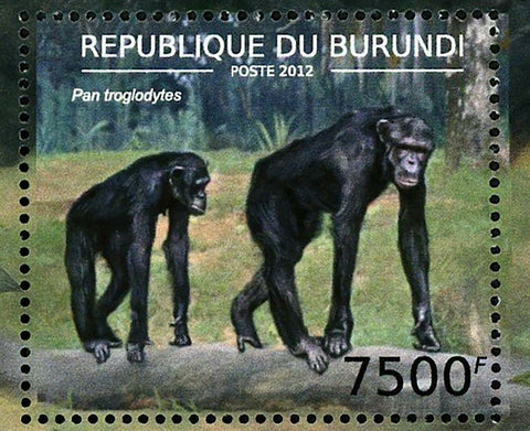 Chimpanzees Stamp Pan Troglodytes Wild Animals S/S MNH #2857 / Bl.295