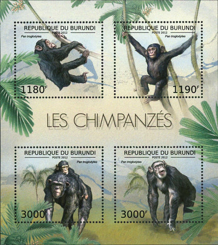 Chimpanzees Stamp Pan Troglodytes Wild Animals S/S MNH #2853-2856