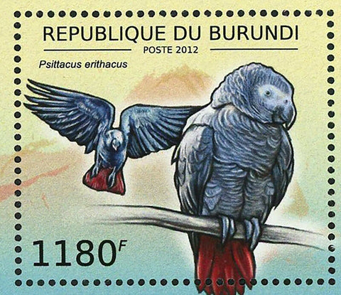 Parrots Stamp Bird Psittacus Erithacus Agapornis Personatus S/S MNH #2813-2816