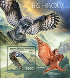 Owls Stamp Bird Tyto Alba Stix Hylephila Bubo Virginianus S/S MNH #2812 / Bl.286
