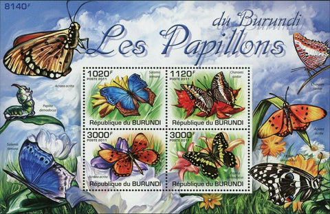 Butterflies Stamp Salamis Temora Papilio Demodocus S/S MNH #2122-2125 / Bl.169