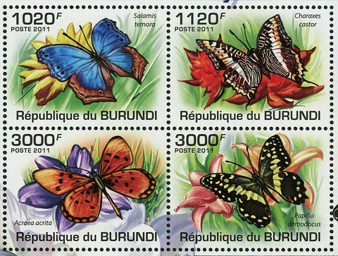 Butterflies Stamp Salamis Temora Papilio Demodocus S/S MNH #2122-2125 / Bl.169