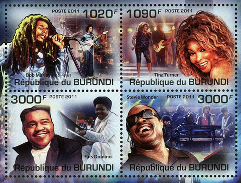 Famous Singers Stamp Bob Marley Stevie Wonder Tina Turner S/S MNH #2262-2265