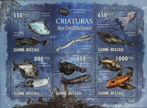 Ocean Deep Fishes Stamp Spirula Zenopsis Nebulosa Neoceratias Spinifer S/S MNH