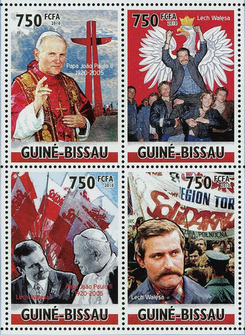 Polish Solidarity Movement Stamp Pope John Paul II Lech Walesa S/S MNH #4875-487