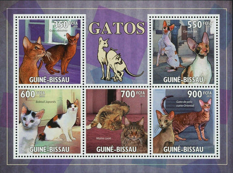 Cats Stamp Bobtail Japanese Maine Coon Cornish Rex S/S MNH #4773-4777