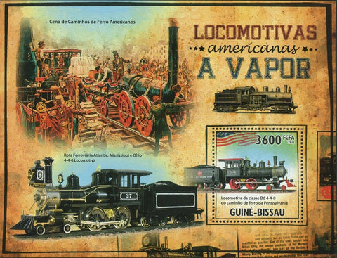 Steam Locomotives America Stamp D6 4-4-0 Pennsylvania Ohio Mississippi S/S MNH