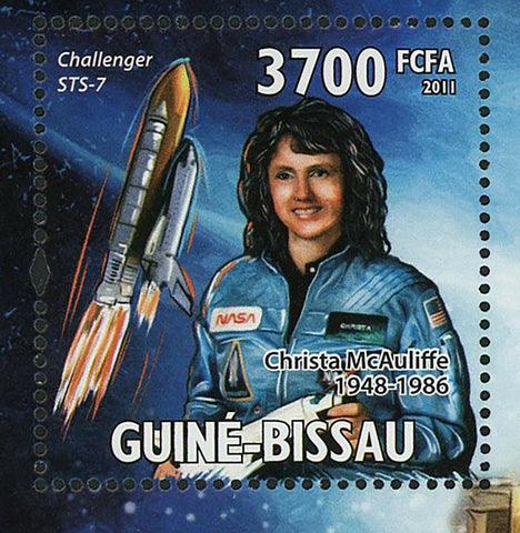 Challenger Stamp STS-7 Space Astronaut Christa McAuliffe Michael Smith S/S MNH