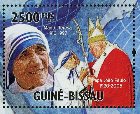 Mother Teresa & Pope Stamp John Paul II Catholic Church S/S MNH #4960 / Bl.858