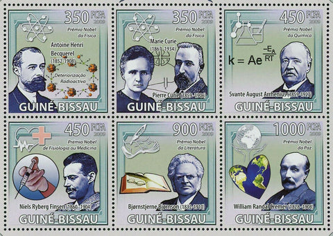 Nobel Prize Stamp Becquerel Curie Arrhenius Finsen Bjornson Cremer S/S MNH #4230