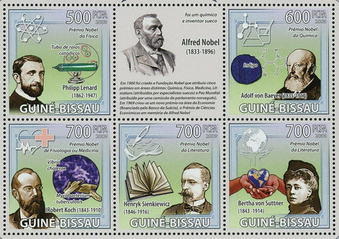 Nobel Prize Stamp Lenard von Baeyer Koch Sienkiewicz von Suttner S/S MNH #4253