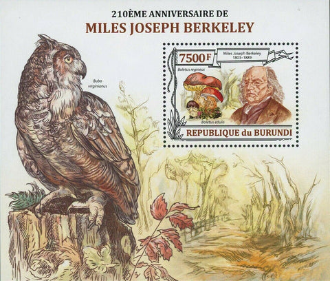 Miles Joseph Berkeley Stamp Mushroom Owls Bubo Virginianus S/S MNH #3172 /Bl.358