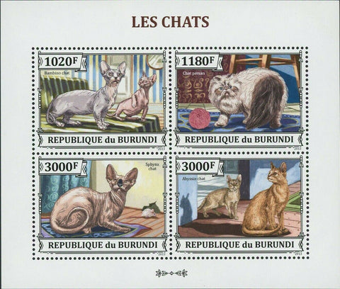 Cats Stamp Sphynx Bambino Abyssin Persian S/S MNH #3248-3251