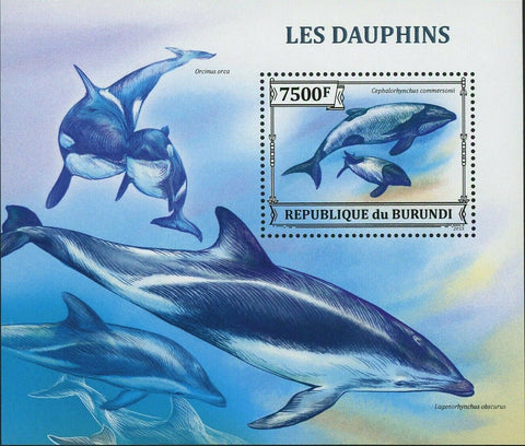 Dolphins Stamp Cephalorhynchus Commersonii Marine Fauna S/S MNH #3297 / Bl.393