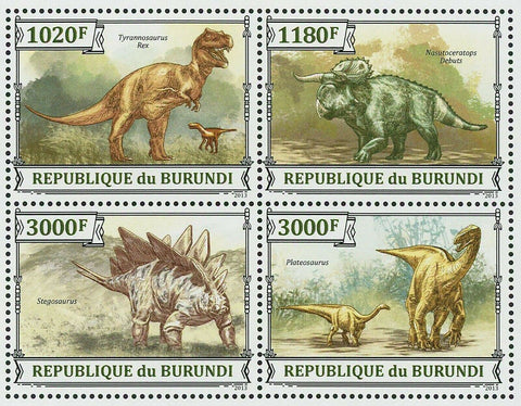 Dinosaurs Stamp Tyrannosaurus Rex Stegosaurus Plateosaurus S/S MNH #3238-3241