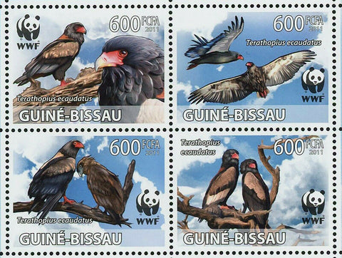 Birds Stamp WWF Terathopius Ecaudatus Bateleur Eagle S/S MNH #5229-5232