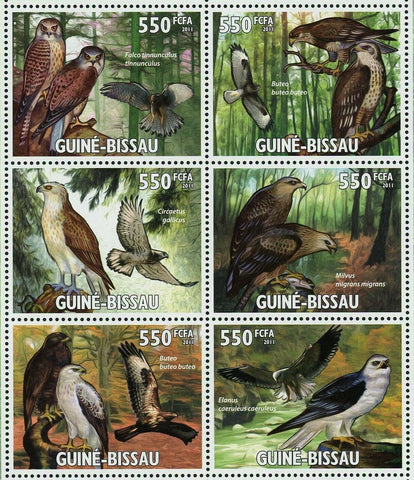 Raptors Birds Stamp Buteo Cirsoetus Gallicus S/S MNH #5266-5271