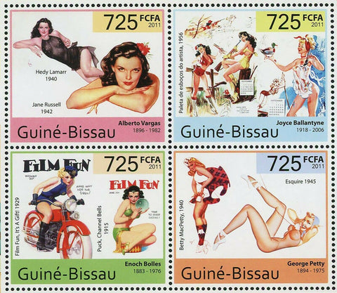 Pin Up Art Stamp Hedy Lamarr Jane Russell Enoch Bolles S/S MNH #5498-5501