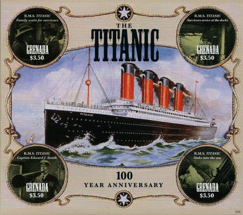 Titanic Ship RMS Stamp Centennial Historical Events Grenada Souvenir Sheet MNH