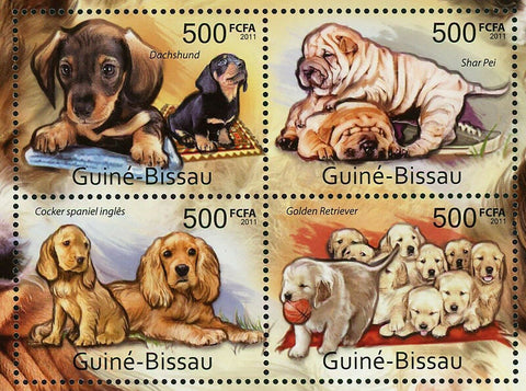 Dogs Stamp Dachshund Golden Retriever Pet Cocker Spaniel S/S MNH #5574-5577