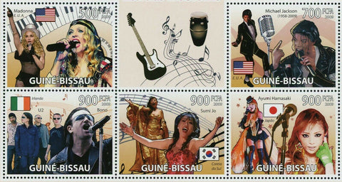 Musicians Stamp Madonna Bono Sumi Jo Michael Jackson S/S MNH #4408-4412