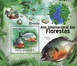 Piranhas Stamp Fish Pygocentrus Nattereri Marine Fauna S/S MNH #4293 / Bl.407