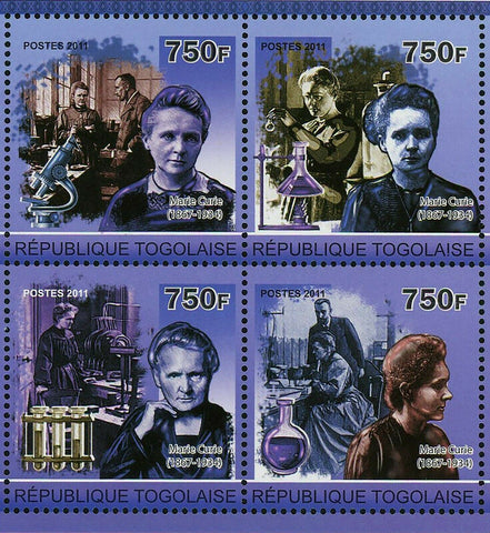 Marie Sklodowska Curie Stamp Nobel Prize Physics Souvenir Sheet MNH #3919-3922