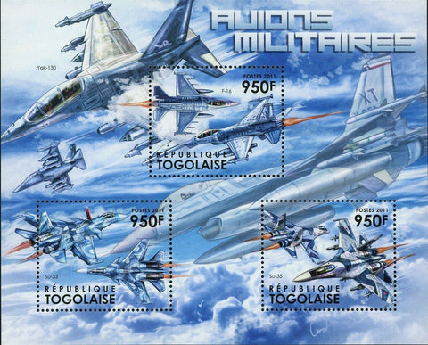 Military Aircrafts Stamp Airplane F-16 SU-33 SU-35 Souvenir Sheet #4389-4391