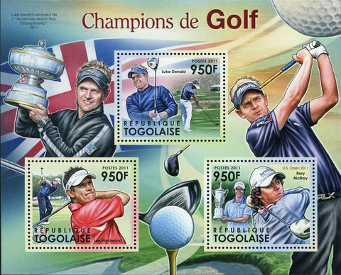 Golf Champions Stamp Luke Donald Lee Westwood Rory Mcllroy S/S MNH #4377-4379