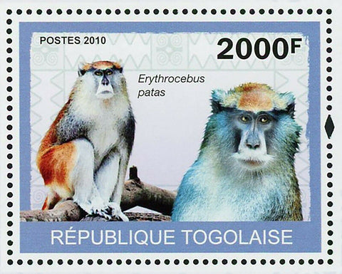 Monkeys Stamp Erythrocebus Patas Wild Animals Souvenir Sheet MNH #3488 / Bl.508