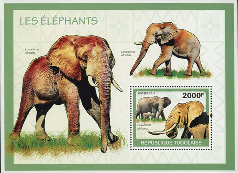 Elephants Stamp Loxodonta Africana Wild Animal Souvenir Sheet MNH #3483 / Bl.507