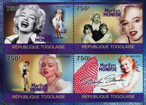 Marilyn Monroe Stamp Tribute Actress Hollywood Souvenir Sheet MNH #3529-3532