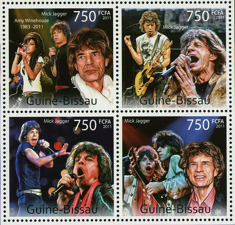 Mick Jagger Stamp Amy Winehouse Rolling Stones S/S MNH #5641-5644