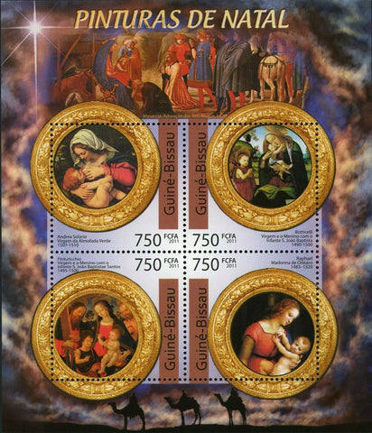 Christmas Paintings Stamp Raphael Botticelli Andrea Solario S/S MNH #5656-5659