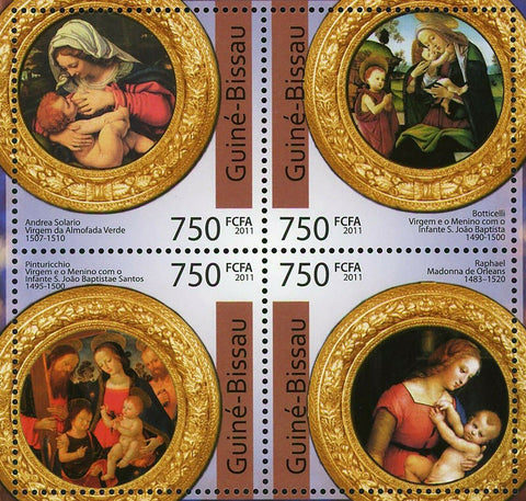 Christmas Paintings Stamp Raphael Botticelli Andrea Solario S/S MNH #5656-5659