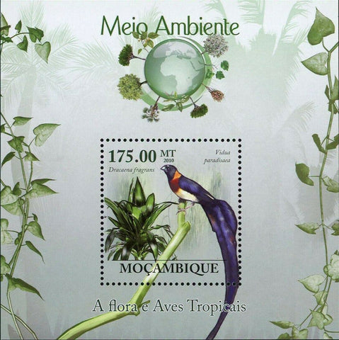 Flora & Tropical Birds Stamp Vidua Paradisaea Souvenir Sheet MNH #3514 / Bl.292