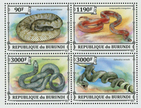 Snakes Stamp Diadophis Punctatus Lampropeltis Triangulum S/S MNH #3223-3226