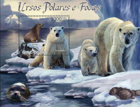 Polar Bear & Seals Stamp Otariidae Ursus Maritimus S/S MNH #6216 / Bl.1097