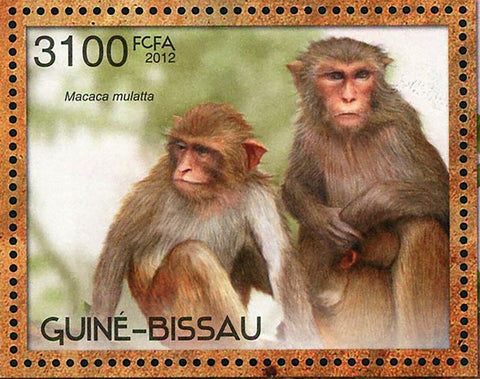 Primates Stamp Wild Animal Macaca Mulatta Souvenir Sheet MNH #6235 / Bl. 1100