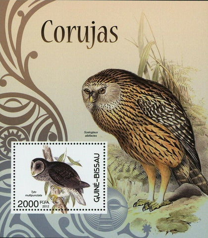 Owls Stamp Birds Tyto Multipunctata Sceloglaux Albifacies S/S MNH #6061 / Bl.107