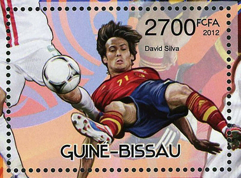 Soccer Stamp Cristiano Ronaldo Pique David Silva Souvenir S. MNH #6144 / Bl.1089
