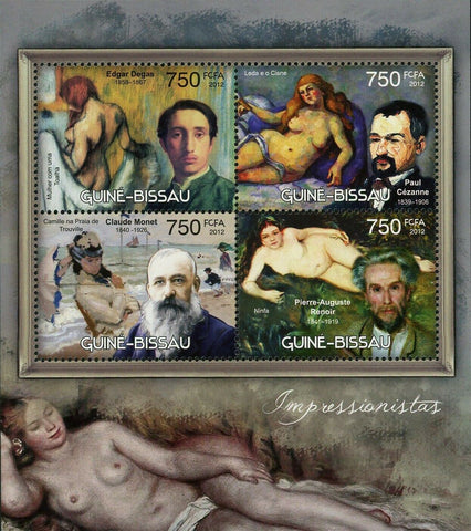 Edgar Degas Stamp Paul Cezanne Claude Monet Pierre Auguste Renoir S/S MNH #6012