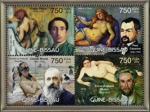 Edgar Degas Stamp Paul Cezanne Claude Monet Pierre Auguste Renoir S/S MNH #6012