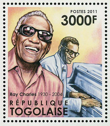 Ray Charles Stamp Famous Musicians Music Souvenir Sheet MNH #4288 / Bl.668