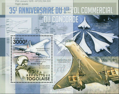 Concorde Stamp First Commercial Flight of Concorde Airplane S/S MNH #4260/Bl.661