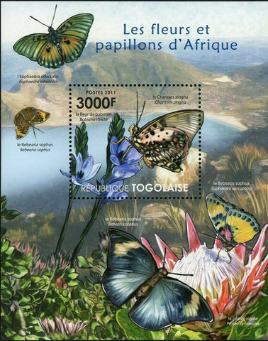 Butterflies & Flowers of Africa Stamp Bebearia Sophus S/S MNH #4121 / Bl.632