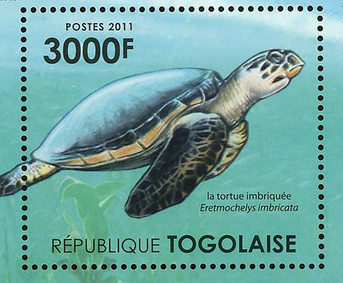 Fauna of Mangroves Forests of Madagascar Stamp Turtle Eretmochelys Imbricata S/S