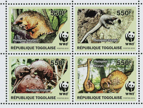 Pangolins Stamp Phataginus Tricuspis Wild Animal S/S MNH #3454-3457