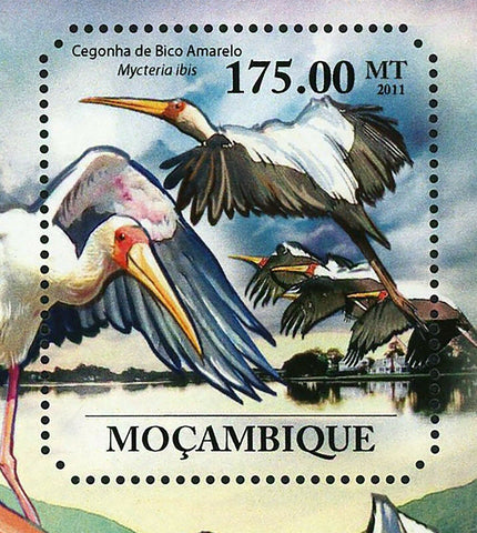 Storks Stamp Mycteria Ibis Ciconia Nigra Birds S/S MNH #4888 / Bl.500