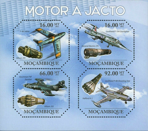 Jet Engines Stamp Aircrafts F-86 Sabre Allison J35 Grumman F9F Panther S/S MNH